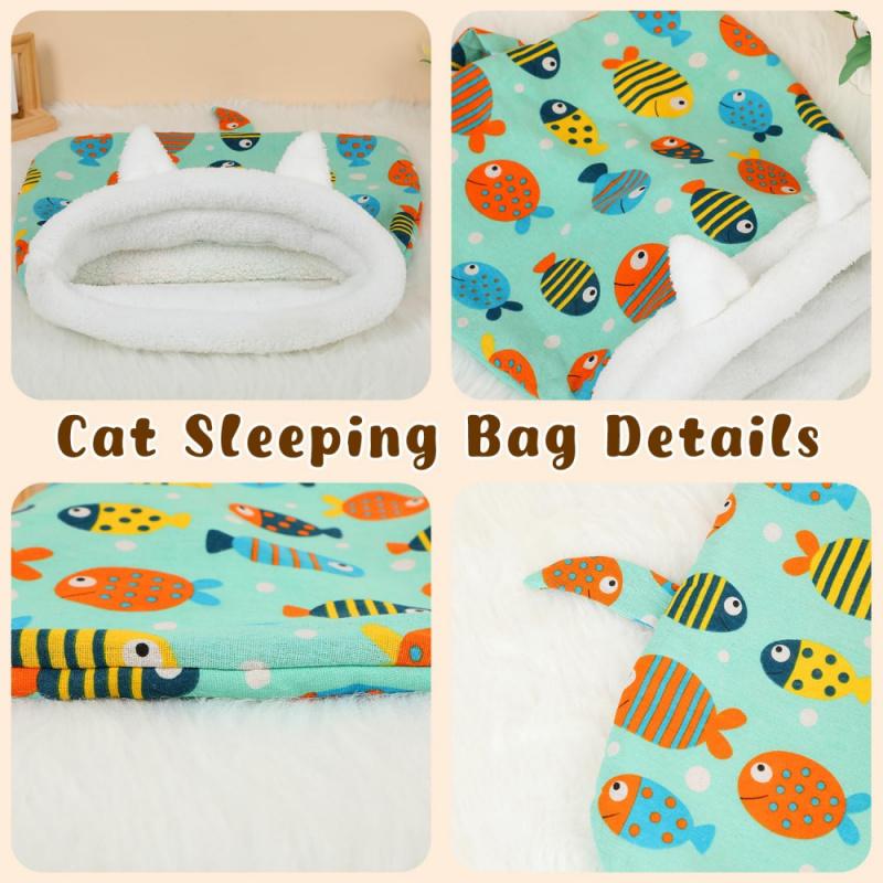 Cat Sleeping Bag Winter Warm Plush Pet Nest Bed Soft Fluffy Thickened Cave for Kittens Puppies Small Medium Dogs Cats