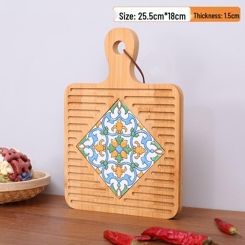 Retro Solid Wood Anti-Scalding Pot Mat and Coaster