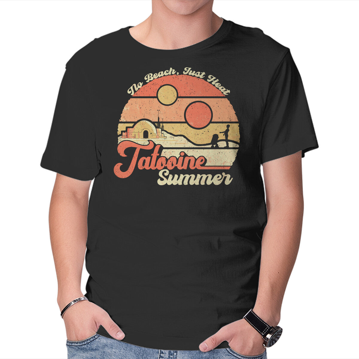 Unisex Crew Neck T-Shirt Tatooine Summer Graphic Short Sleeve Casual Tee L