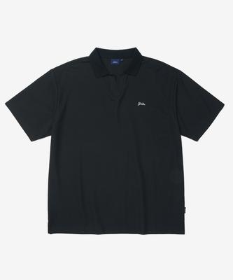 YALE Quick Dry Slit Neck Polo Shirt_Black