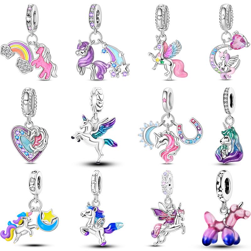 Compatible With Authentic Copper Charm Bead Charms Bead Charms Rainbow Horse Heart Shaped Charm Bead Charms Ideal For Women Fine Do It Yourself Birthd