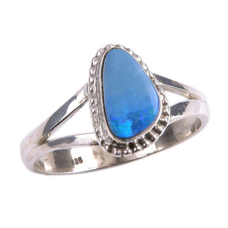 Natural Australian Opal Gemstone Handmade 925 Solid Silver Gift Ring S.8.5 d7n24