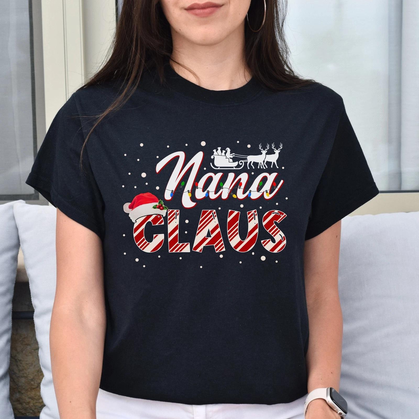 Nana Claus Unisex shirt Nana Christmas tee Black Dark Heather S