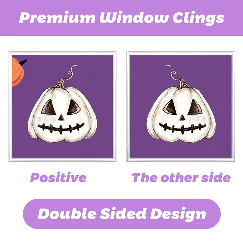 6/8/9 Sheets Halloween Window Clings Cute Ghost Pumpkin Bat Removable Self Adhesive For Home Party Glass Decor