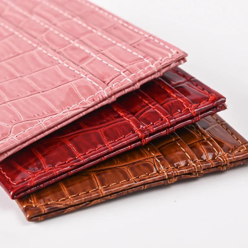 Women's Thin Business Credit Card Case Bag Student Id Bus Card Cover Purse Crocodile Pattern Card Holder Wallet Pu Leather