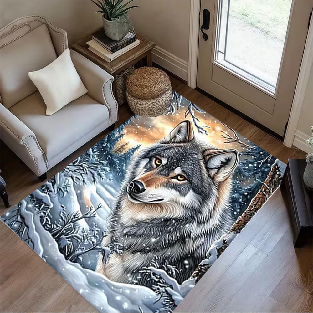 1pc Home Carpet wolf and rose design for office decor bedroom gift living room