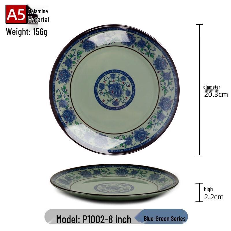 A5 Melamine Commercial Round Plate, 8-inch