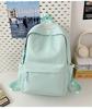 School bag letter simple Mori backpack ins style casual versatile commuter college student school bag large capacity solid color backpack