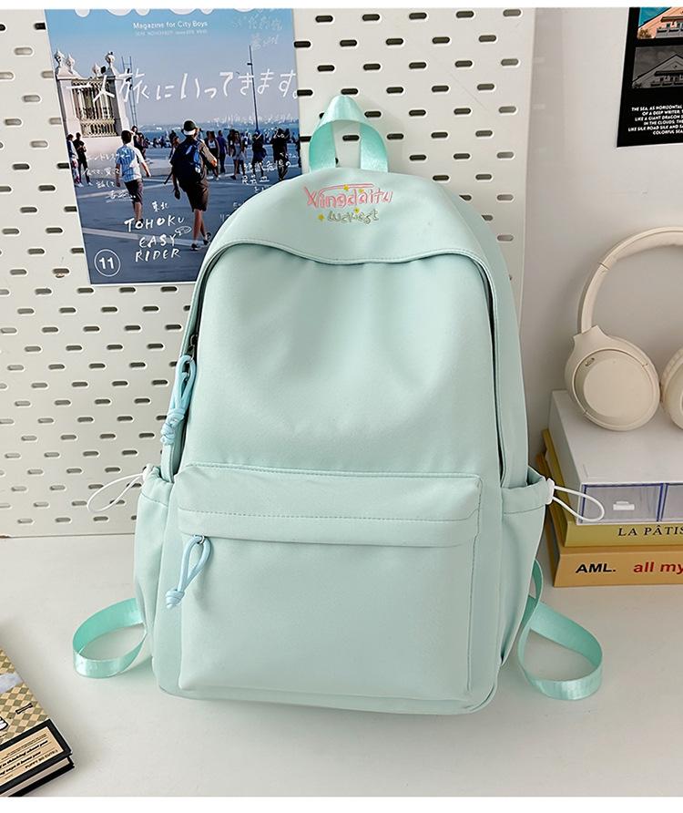 School bag letter simple Mori backpack ins style casual versatile commuter college student school bag large capacity solid color backpack