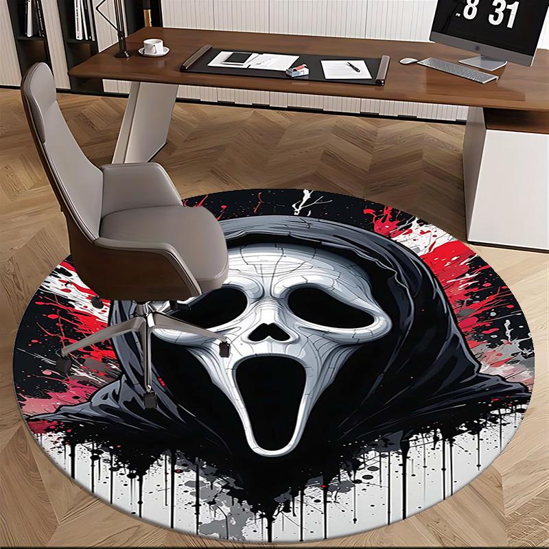 Scream Mask,Horror Icon Chair mat Round Rug Office carpet, Machine Washable, Non slip, Suitable for Living Rooms, Bedrooms