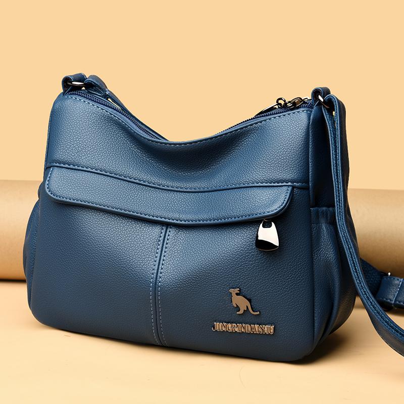 Middle-Aged Mother Bag Multi-Layer Women's Bag PU Shoulder Bag Large Capacity Lightweight Crossbody Bag