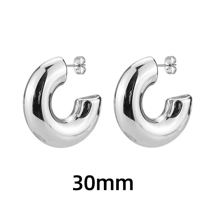 Klassische Glatte Runde Dicke Creolen für Damen Vergoldeter Edelstahl C-Form Dicke Kreisohrringe Modeschmuck