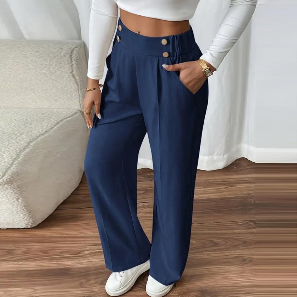 Women's High Waisted Color Flowy Floor-Length Casual Pants for Everyday Wear