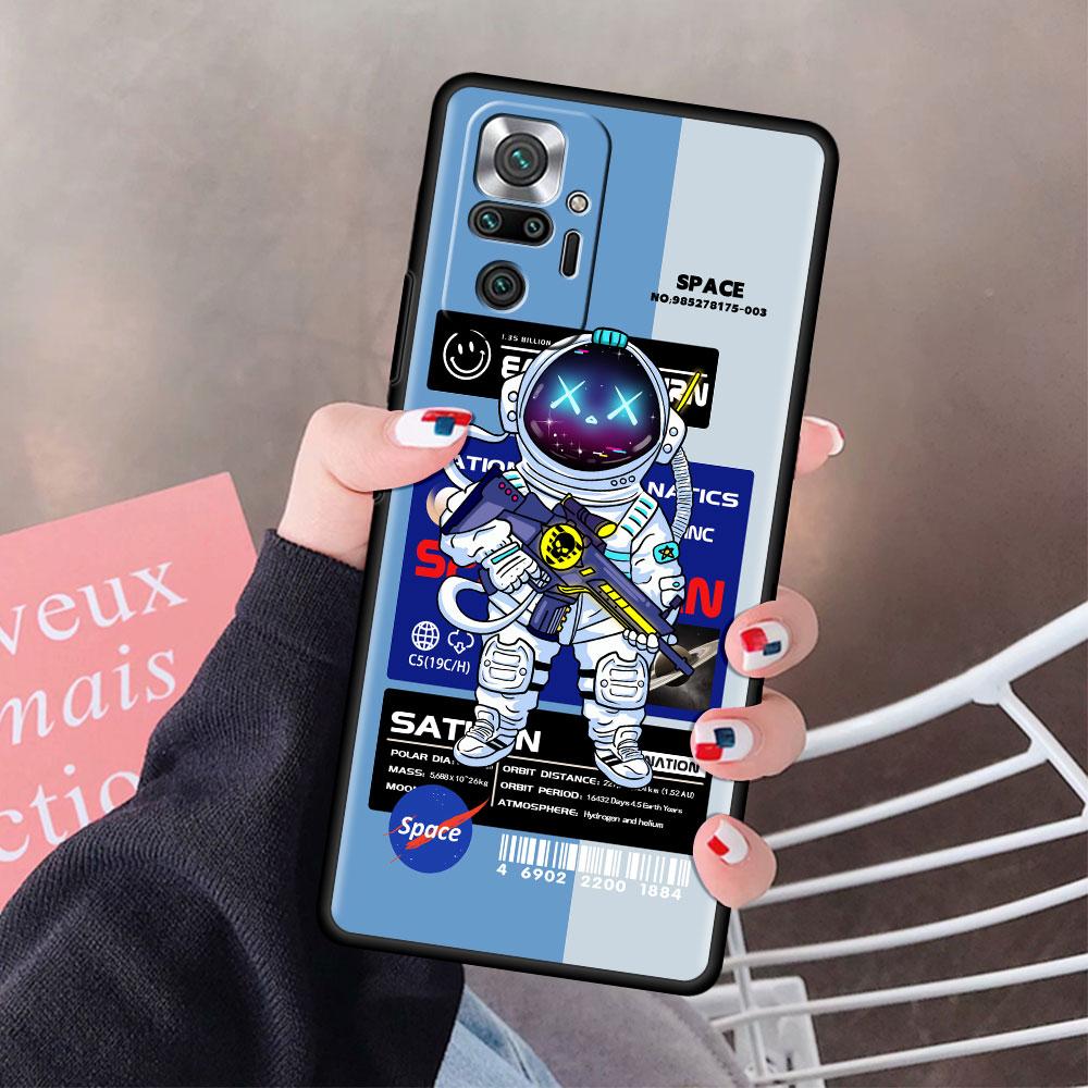 Fashion Cool Astronaut Case For Xiaomi Redmi Note 11 10 9 Pro K40 10S 9S 9A 9C 9T 8 8T 7 11T Luxury Silicone Bumper Phone Cover