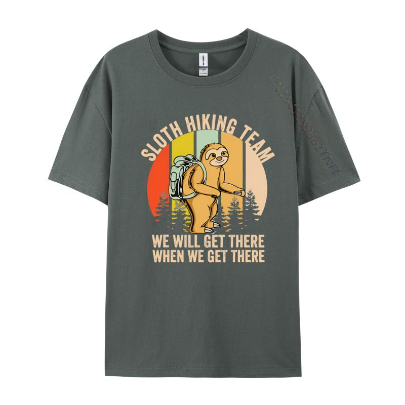 Retro Sloth Hiking Team Well Get There TShirt Men Rife Normal Tops Tees Cotton T Shirts Gift For Mom