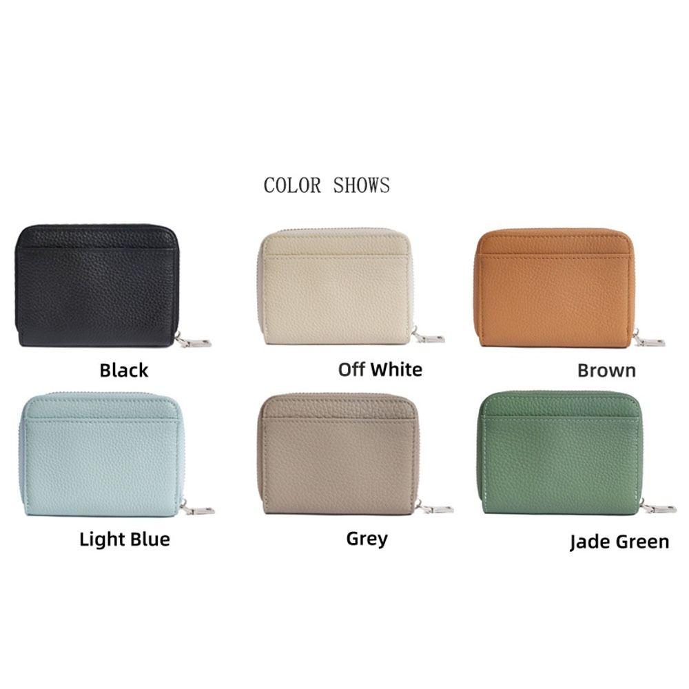 Genuine Leather Woman Short Wallet RFID Blocking Coin Purse Portable Credit Card Holders  Gift