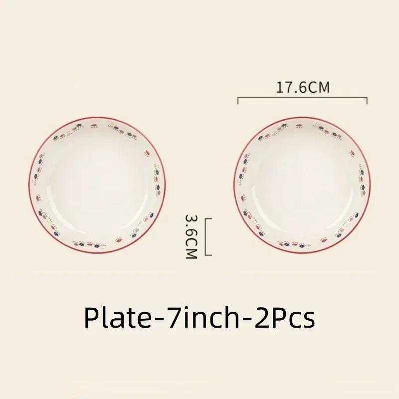 Pastoral Style Ceramic Tableware Soup Bowl Salad Bowl Dish Pasta Dessert Plates Dinnerware Dinnerware Table Decoration