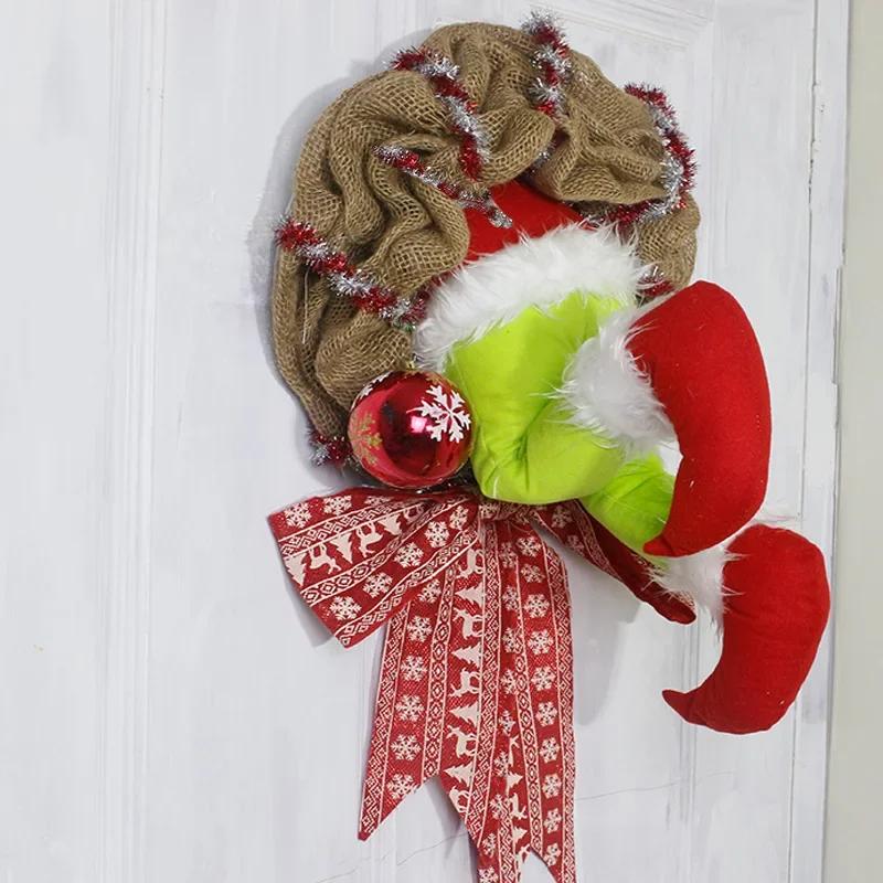 1Pc Christmas Wreaths Creative Front Door Decorations Christmas Home Decorating Props