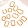 Women Two Tone Geometric Square Round Stainless Steel Retro Elegant Earrings