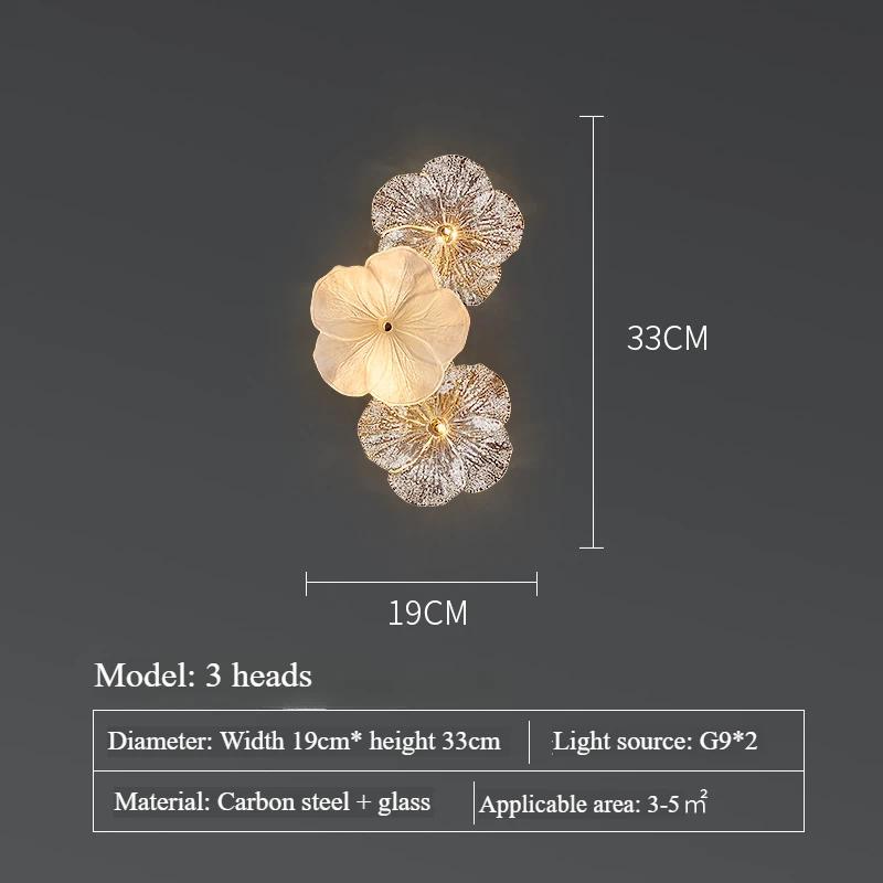 Nordic Luxury LED Wall Light 2025 New Cream Wind Glass Background Wall Decoration Light Restaurant Bedroom Creative Flower Light