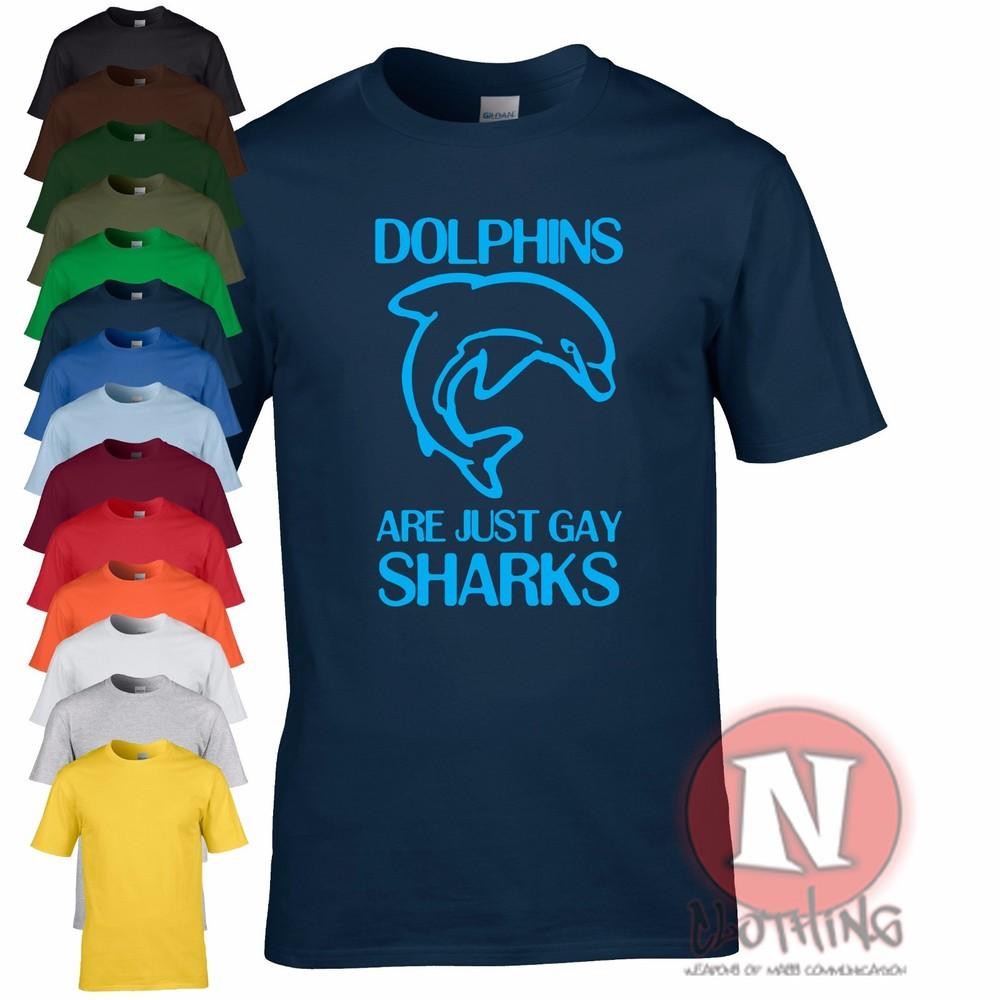 Delfines Solo Son Tiburones Gay Camiseta Divertida Grosera Traviesa LGBT