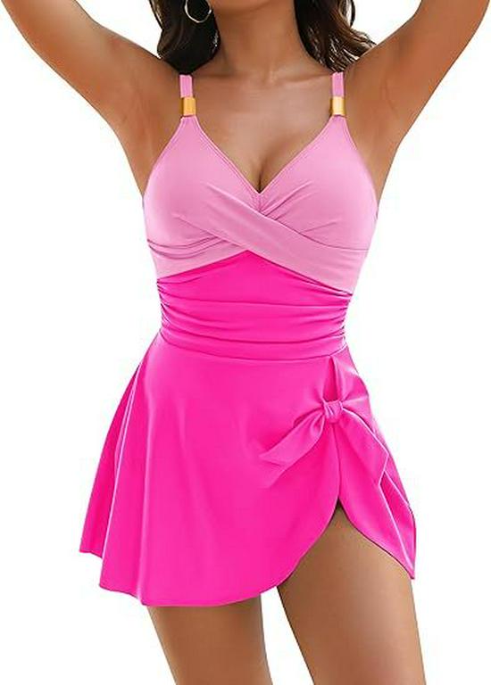 Women's Slimming Cross-Back Multi-Color One-Piece Swimsuit