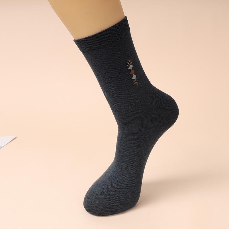 

Socks Men Spring-Autumn Middle-Aged Elderly Long Socks Black Wear-resistant Work All-Season Anti-odor Breathable Mid-calf Socks 1 pair темно-синього кольору