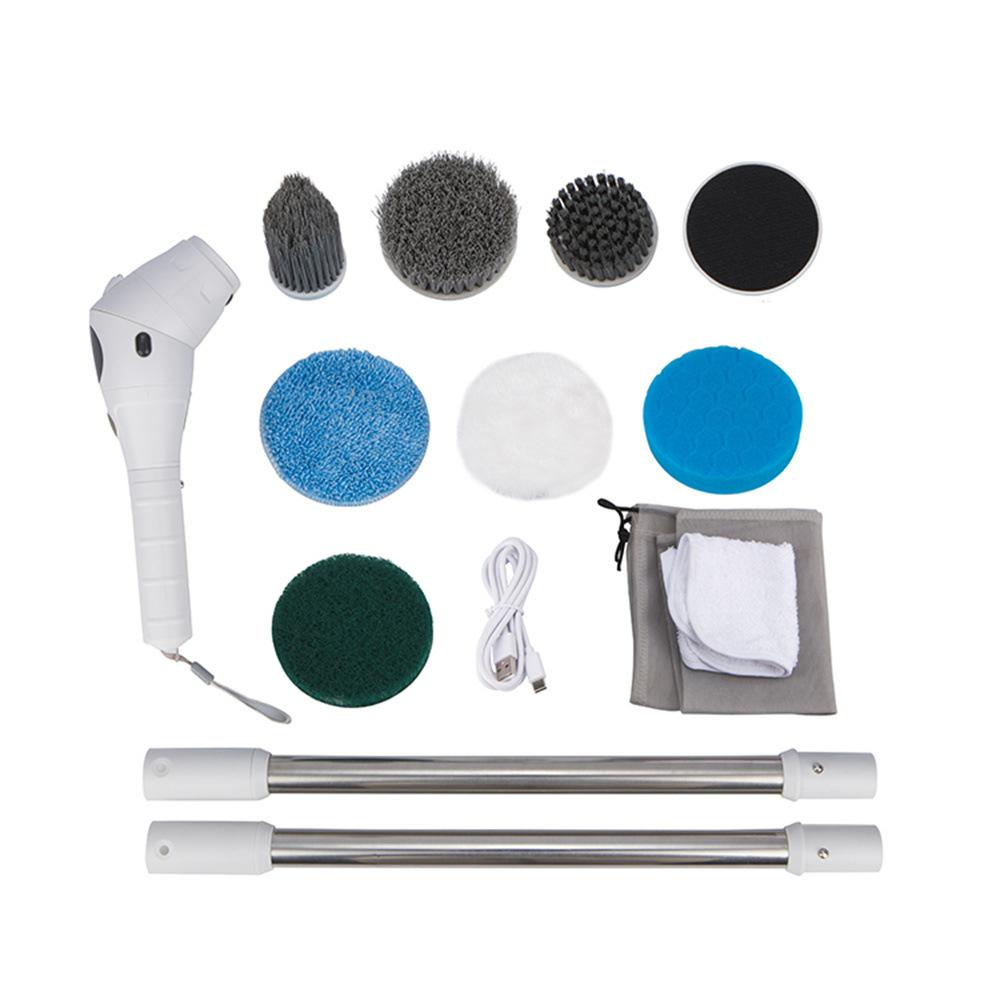

8-в-1 электрическая вращающаяся щетка для чистки ванной комнаты, кухни, туалета, многофункциональная со светодиодным ночником, бытовая швабра, дрель CHINA белый