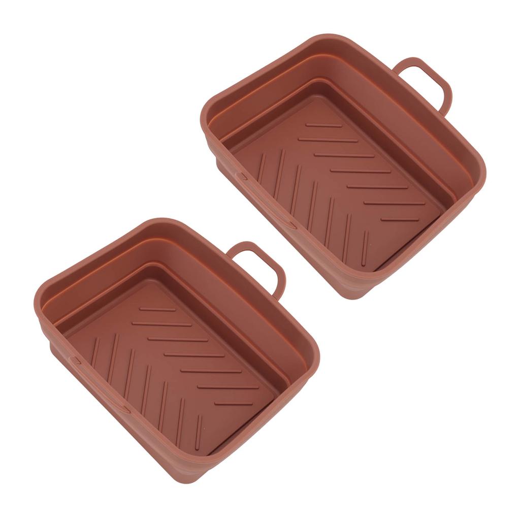 2 Pcs Silicone   Cooker Pot with Handle Rectangular Fryer Liner Tray Replacement for Kitchen Cooking Accessories