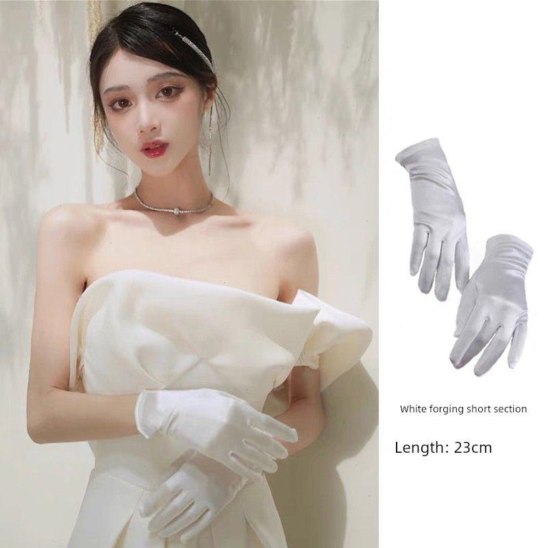 

Французский стиль Ветер Хепберн Длинные перчатки Красные Свадебное украшение для рук Свадебное платье Платье Лолиты Нарукавники Шелк и атлас Фантазийные White Satin short One size