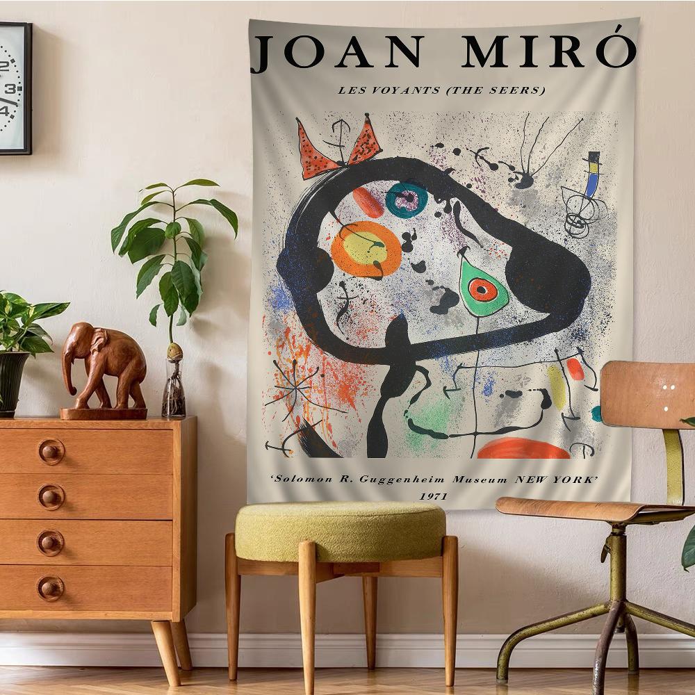 

Joan Miro Vintage Abstract Exhibition Anime Tapestry Hanging Tarot Hippie Wall Rugs Dorm Wall Hanging Sheets 50x70cm