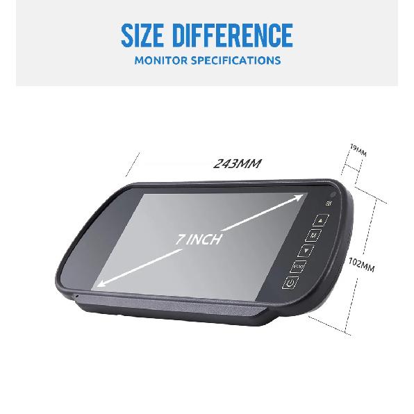 MJDOUD 7 Inch Rear View Mirror Monitor with Camera Rearview Mirror for Car Parking Backup Camera 7" TFT LCD HD Screen Universal