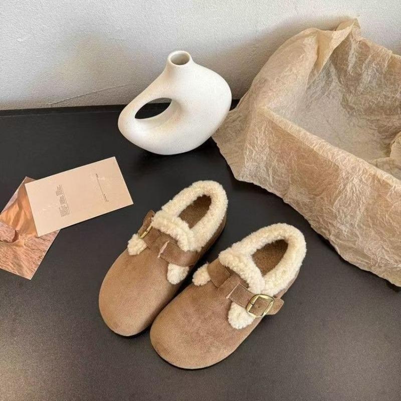 Retro Women's Full-bag Thick-soled Height-increasing One-step Fleece Warm Cotton Shoes