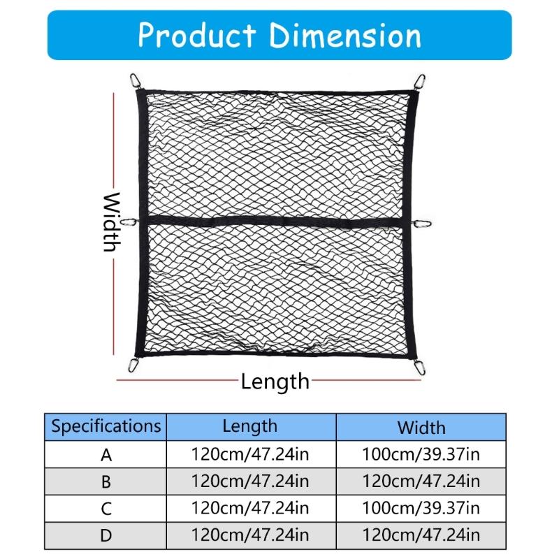 Car Rear Trunk Cargo Net Strong Load Bearing Mesh Car Storage Organizers Large Capacity Space Saving Car Net Storage