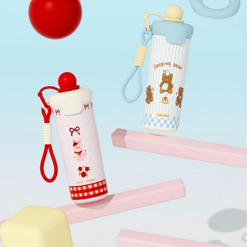 600ml Cute Cartoon Stainless Steel Floating Ball Straw Insulated Cup Large Capacity Portable Coffee Mug Plush Toys