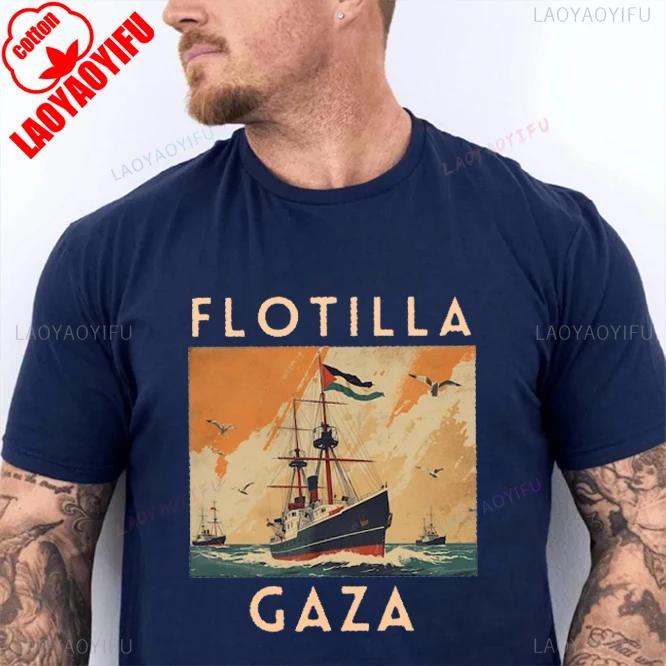 FLOTILLA GAZA Global Sumud Flotilla Men and Women Casual Printed TShirt  Vintage Kawaii Clothes Graphic T Shirts Gothic Tshirt S