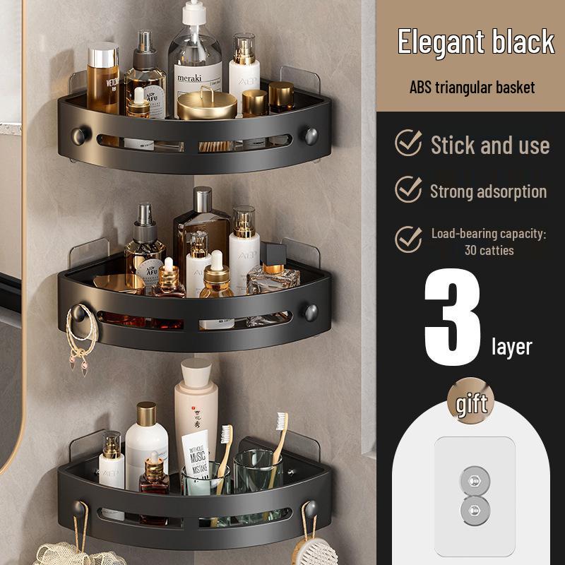 Drill-Free Triangle Corner Shelf for Bathroom & Kitchen