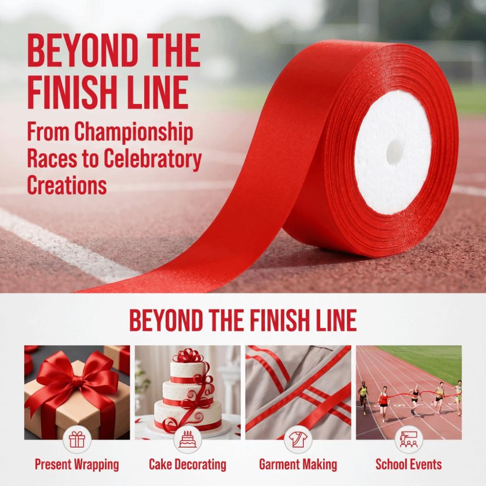 Cut to Length Finish Line Ribbon Red Color Athletics Ribbon Marathon Banner Track Races