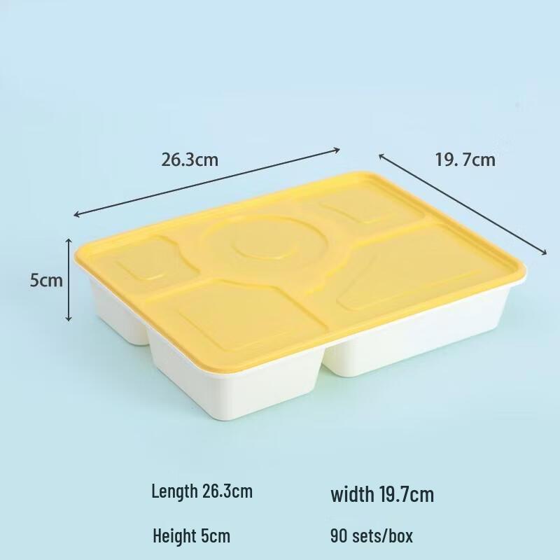 JINGRX Disposable PP 5-Compartment Meal Prep Containers