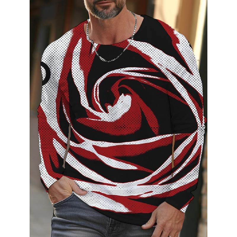 Daily Exercise Men's Training Top Street Style Men's Fashionable T-shirt 3D Printed Men's Warm Long-sleeved T-shirt For Autumn