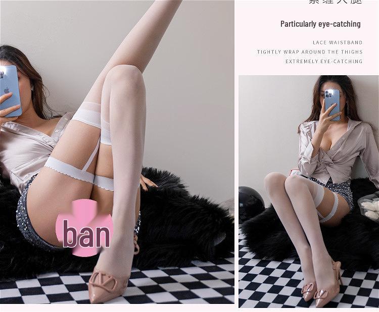 Women's Transparent Lace Trim Garter Stockings - Sexy, Tempting Hollow Out Design