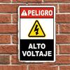 High Voltage Warning Sign  Metal WallMounted Safety Sign with Spanish Caution Text  Bolt Design for Electrical Rooms Power