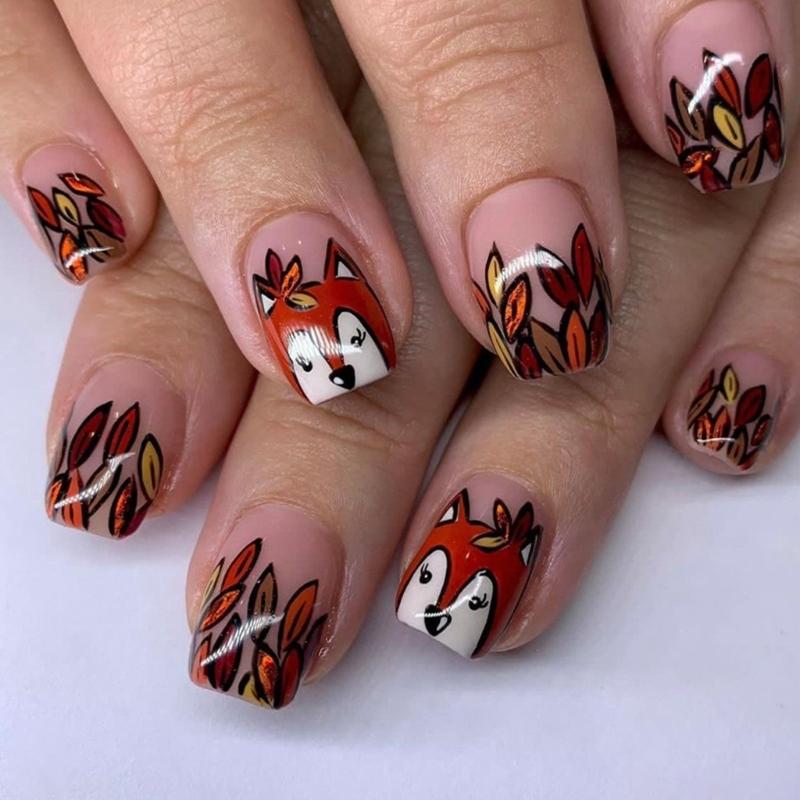 

Glossy Squirrel Artificial Nail Tips Rectangular Artificial Fingernails Press on Tips 24Pcs Not Need Equipment 1