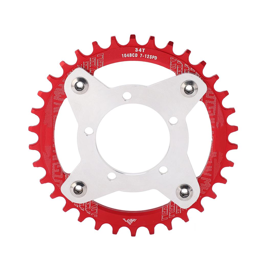 34T 104 BCD Electric Bike Chainring and Adapter for Bafang BBS01 BBS02 Mid Drive Motor Red