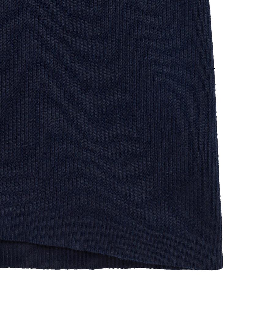 NOIRER Ribbed Zip-Up Half Knit (Navy)