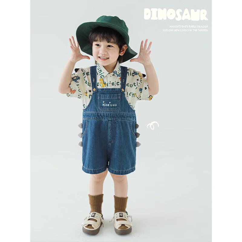 YouYou Boys Summer Denim Overalls Shorts with Adjustable Suspenders 80
