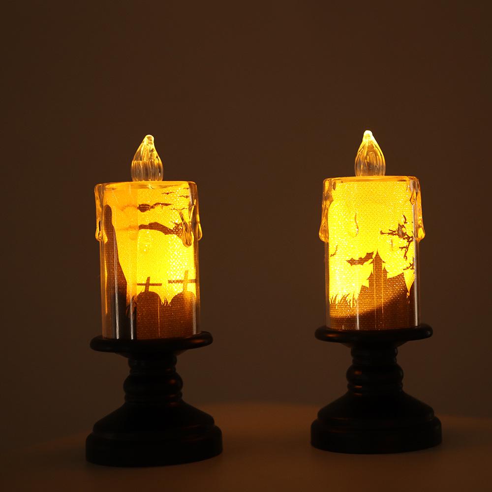 LED Halloween Pumpkin Lantern with Glowing Spider-Ornament Candle Light