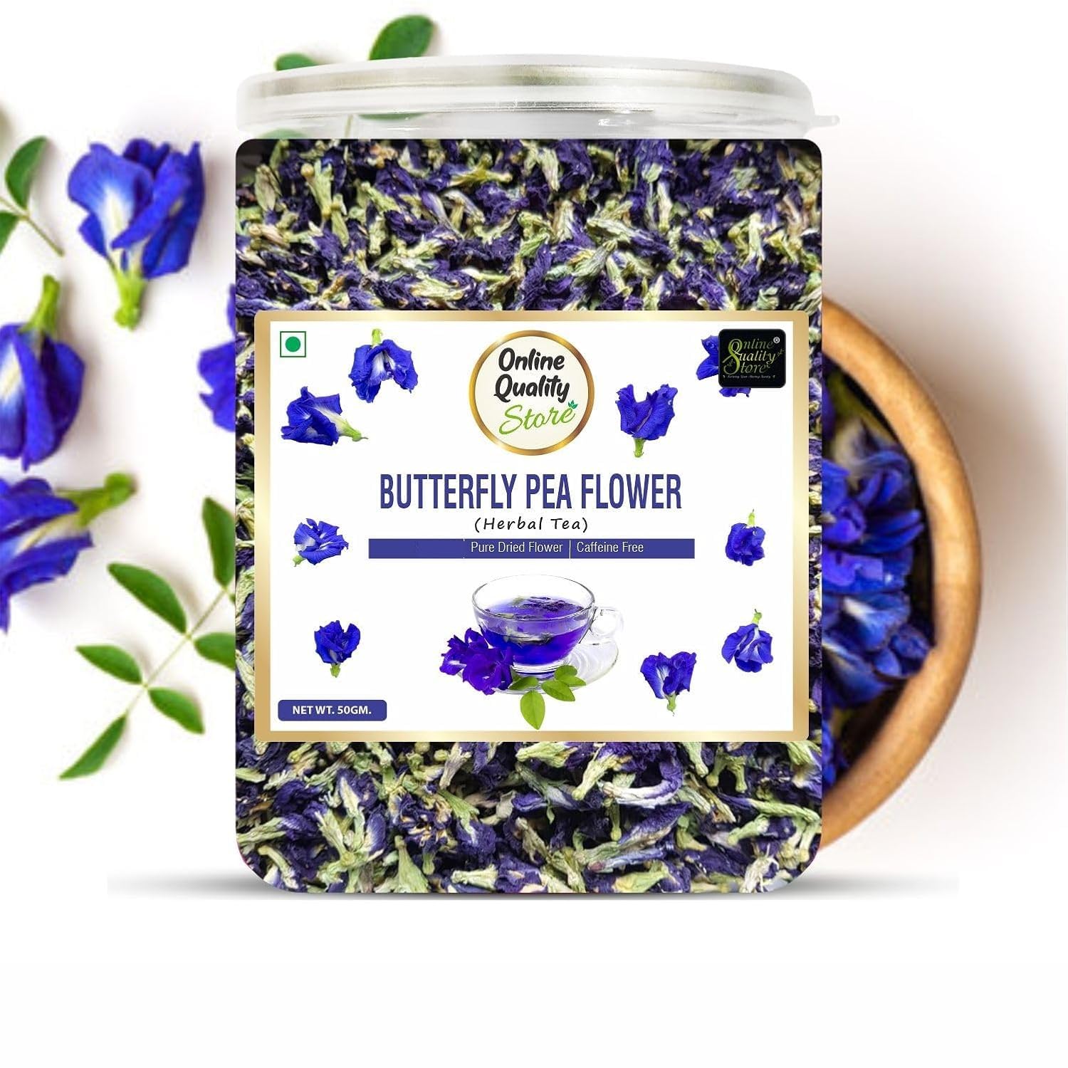 Online Quality Store Butterfly Pea Flower Tea - 50g | Blue Pea | Relieves Stress | Hot, Iced | Caffeine Free Herbal Green Tea