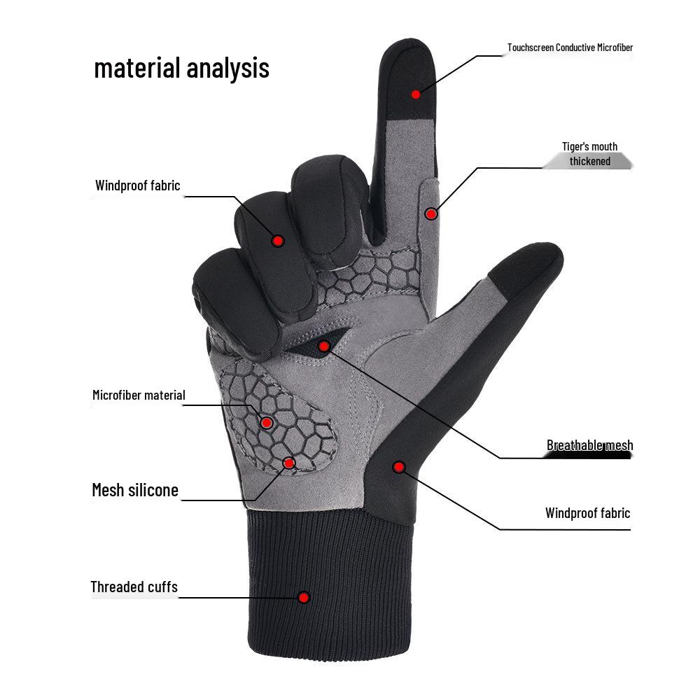 Touchscreen Warm Winter Cycling Gloves - Anti-Slip, Wear-Resistant for Outdoor Sports & Road Biking
