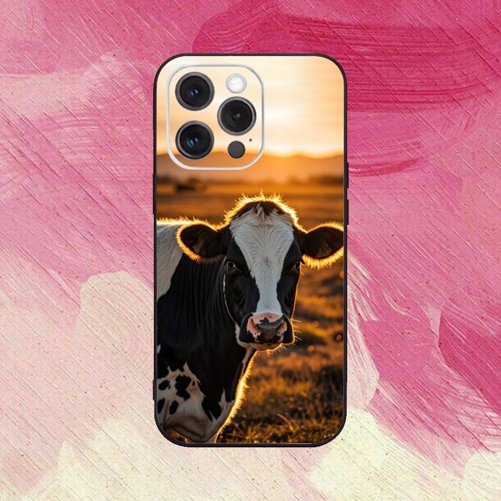 

M-Milk Dairy C-Cow Коровы Чехол для телефона Для iPhone17,16,15,14,13,12,11 Plus,Pro Max Мягкий черный чехол iPhone12